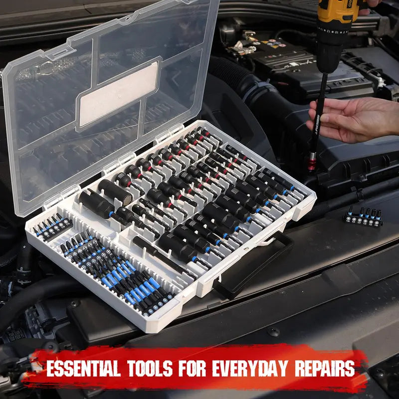 Magnetic Impact Nut Driver Set – 41/59/80-Piece SAE & Metric Socket Set with Adapters, Extensions & Bit Holder