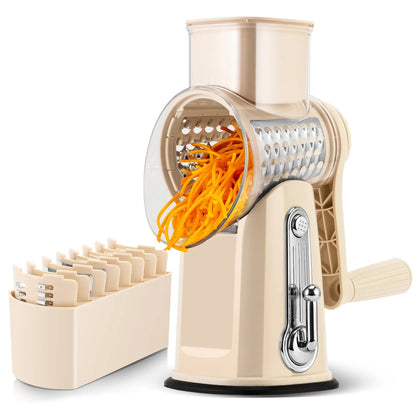 Kitchen Rotary Cheese Grater – 5 Interchangeable Blade Vegetable Cutter & Shredder