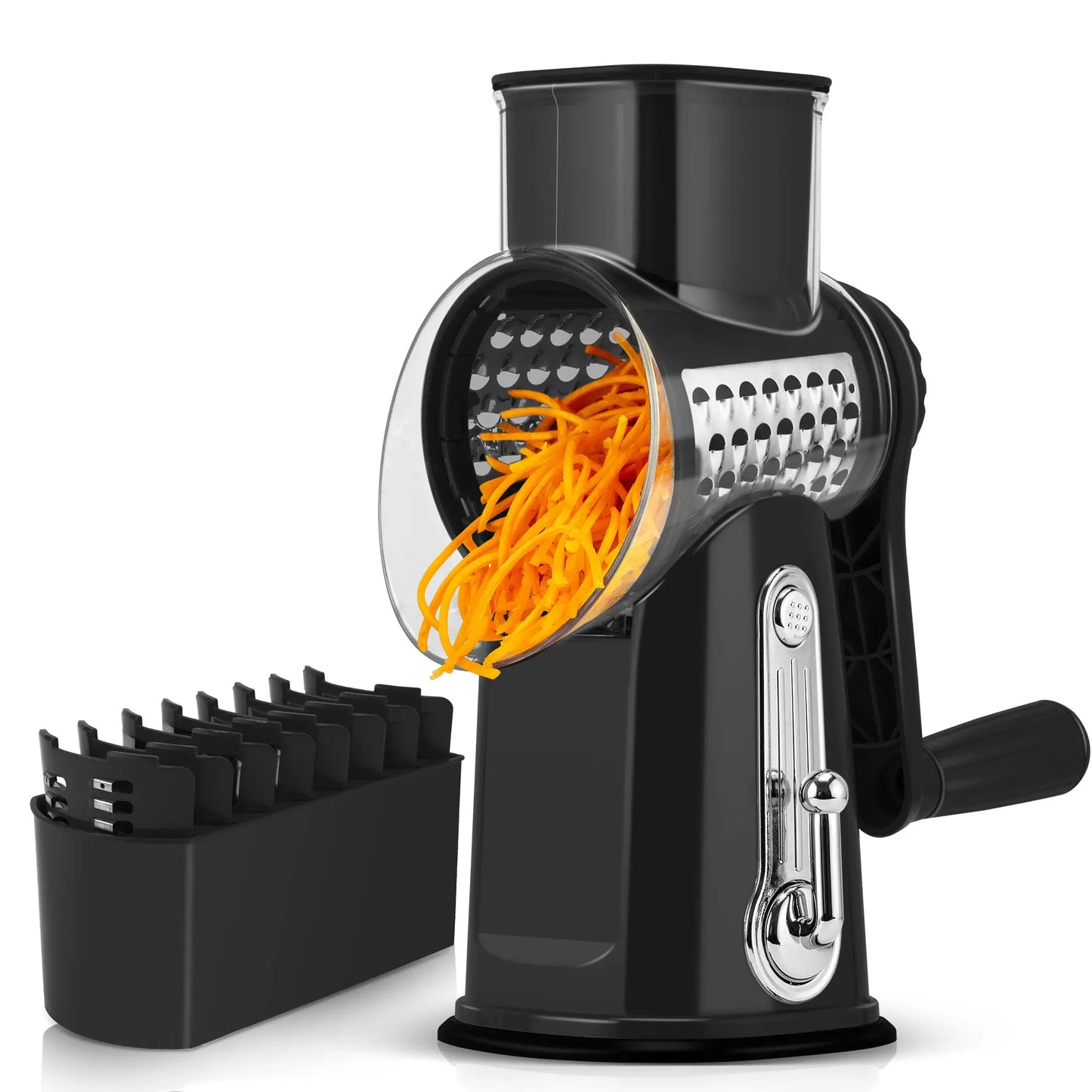 Kitchen Rotary Cheese Grater – 5 Interchangeable Blade Vegetable Cutter & Shredder
