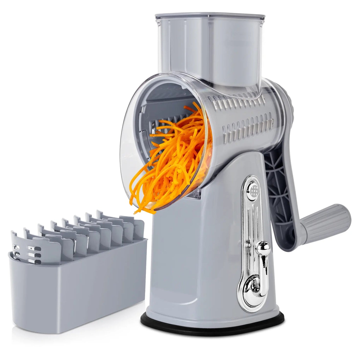 Kitchen Rotary Cheese Grater – 5 Interchangeable Blade Vegetable Cutter & Shredder