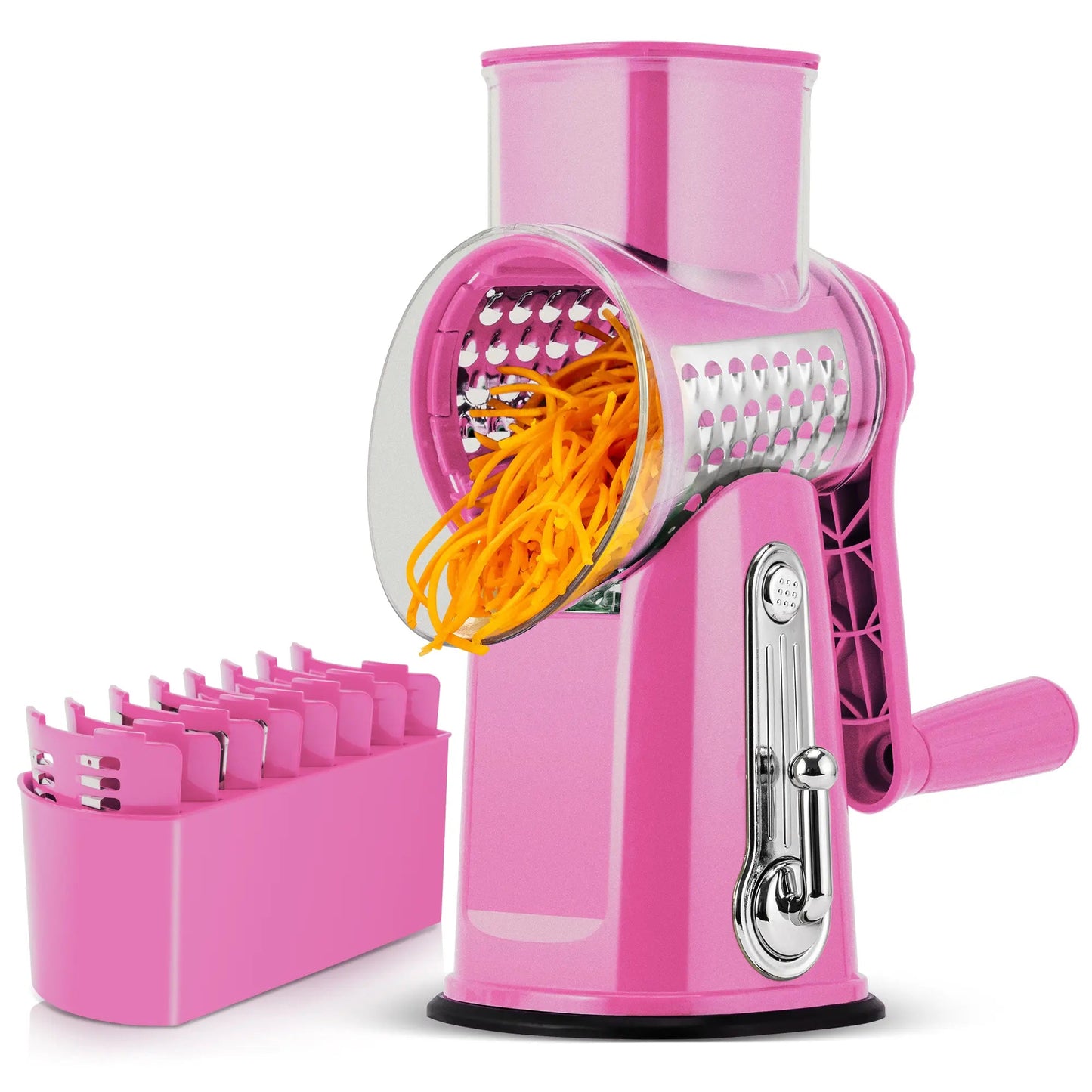 Kitchen Rotary Cheese Grater – 5 Interchangeable Blade Vegetable Cutter & Shredder