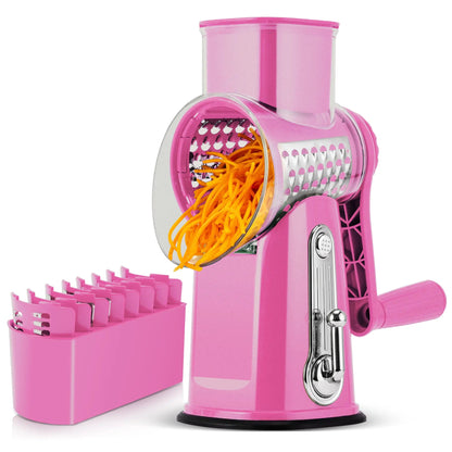 Kitchen Rotary Cheese Grater – 5 Interchangeable Blade Vegetable Cutter & Shredder