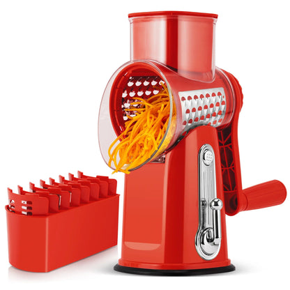 Kitchen Rotary Cheese Grater – 5 Interchangeable Blade Vegetable Cutter & Shredder