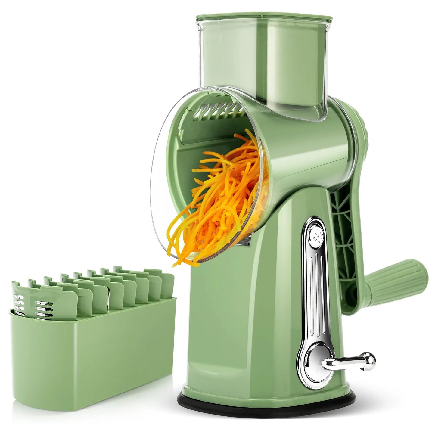 Kitchen Rotary Cheese Grater – 5 Interchangeable Blade Vegetable Cutter & Shredder