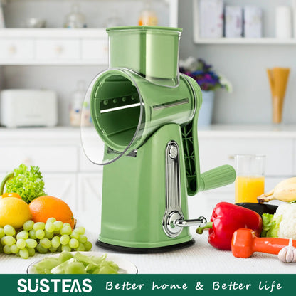 Kitchen Rotary Cheese Grater – 5 Interchangeable Blade Vegetable Cutter & Shredder