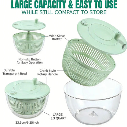 3-in-1 Vegetable Slicer & Salad Spinner – Large Capacity Washer Bowl with Strainer