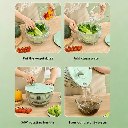 3-in-1 Vegetable Slicer & Salad Spinner – Large Capacity Washer Bowl with Strainer