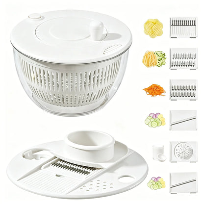 3-in-1 Vegetable Slicer & Salad Spinner – Large Capacity Washer Bowl with Strainer