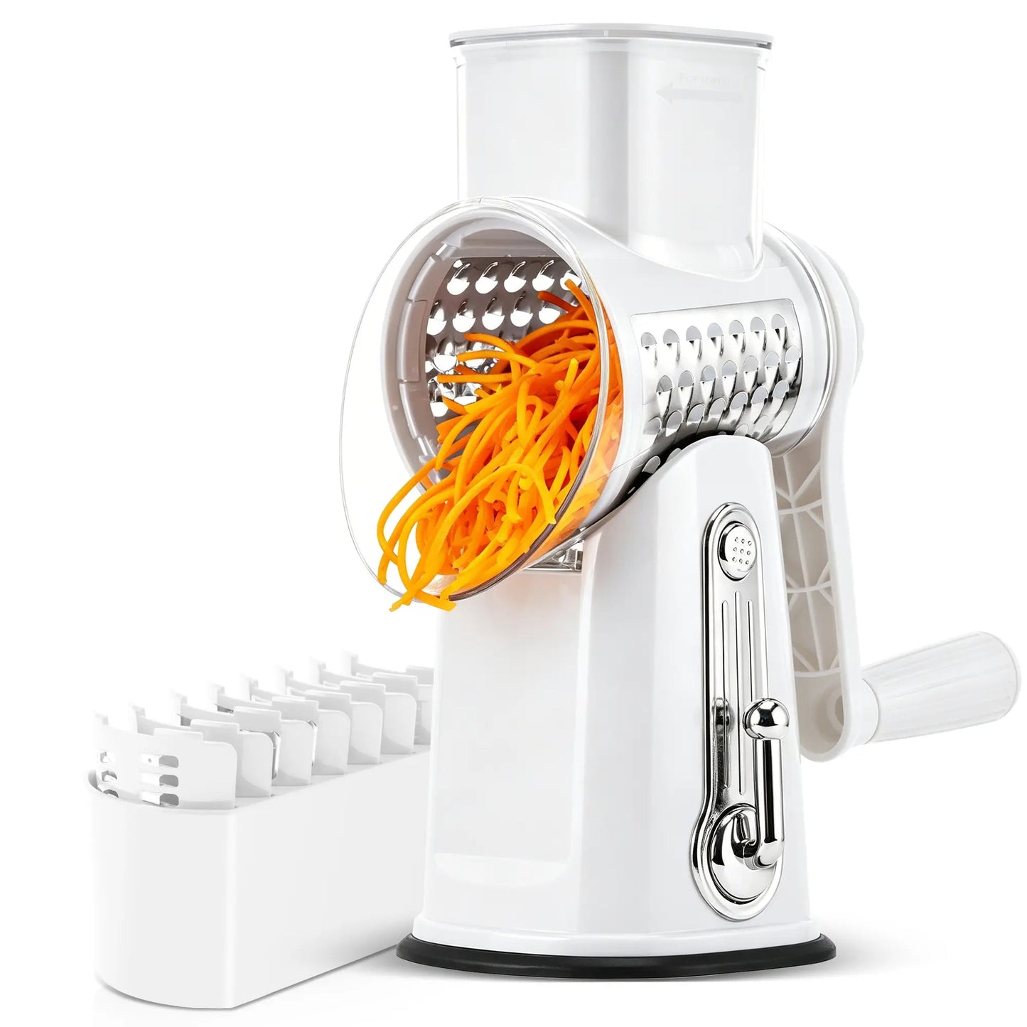 Kitchen Rotary Cheese Grater – 5 Interchangeable Blade Vegetable Cutter & Shredder