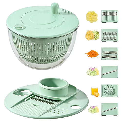 3-in-1 Vegetable Slicer & Salad Spinner – Large Capacity Washer Bowl with Strainer